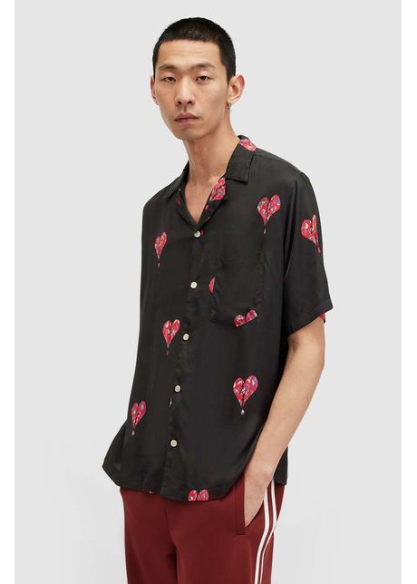 Allsaints camasa ikuma barbati culoarea negru relaxed