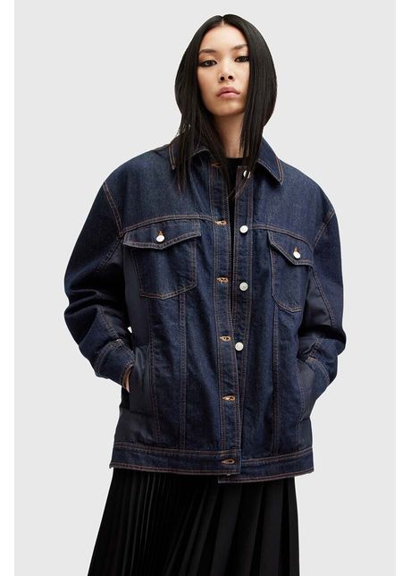 AllSaints geaca bomber DILLAN BOMBER femei, culoarea albastru marin, de tranzitie, W007OA
