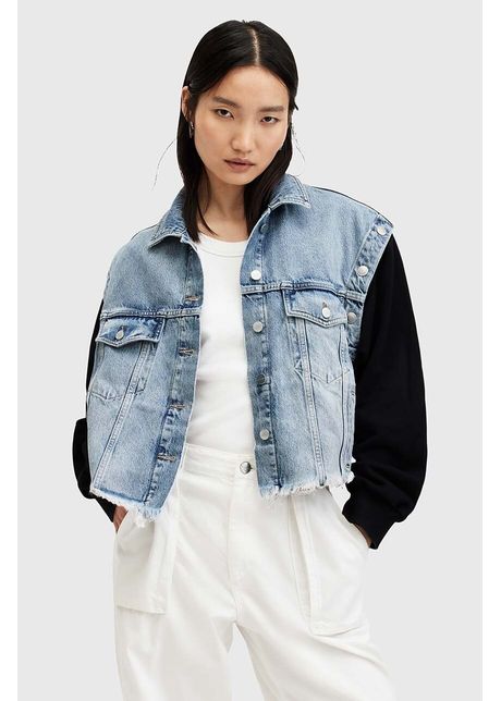 AllSaints geaca CHLO DENIM SWEAT JKT femei, de tranzitie, oversize, W044OA