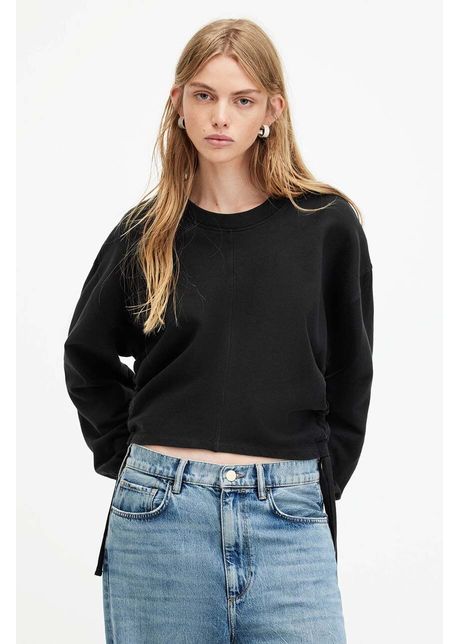 Allsaints hanorac de bumbac mira culoarea negru neted