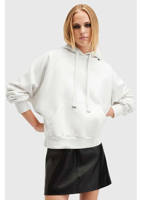 Allsaints hanorac de bumbac talon undrgrnd hoody femei culoarea alb cu glug cu imprimeu w051jb