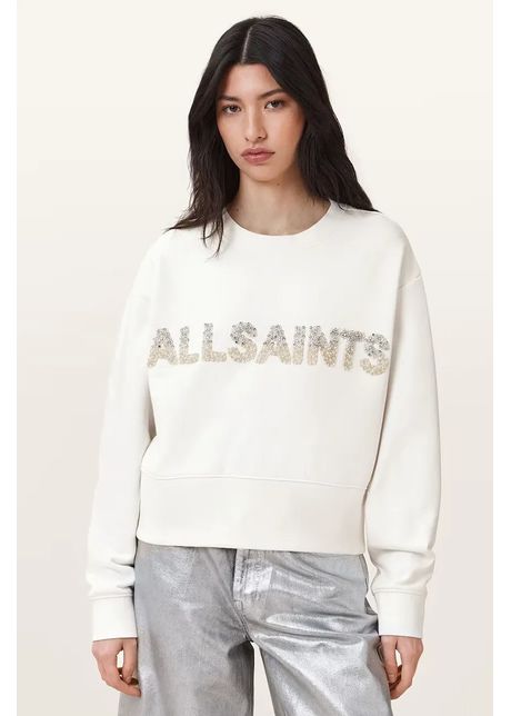 Allsaints hanorac din bumbac separo culoarea alb cu imprimeu w215jc