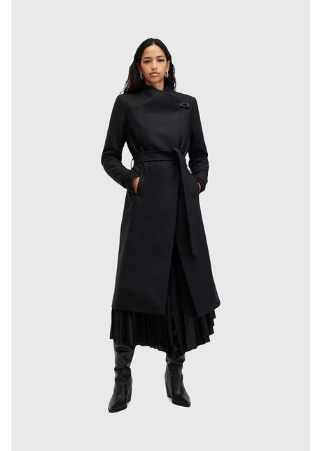 Allsaints palton de lana riley culoarea negru de tranzitie w009oz