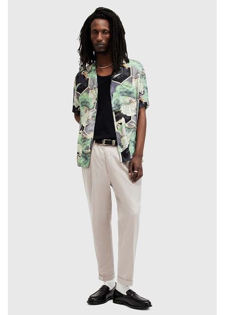 Allsaints pantaloni din l n tallis culoarea bej drept m002tz