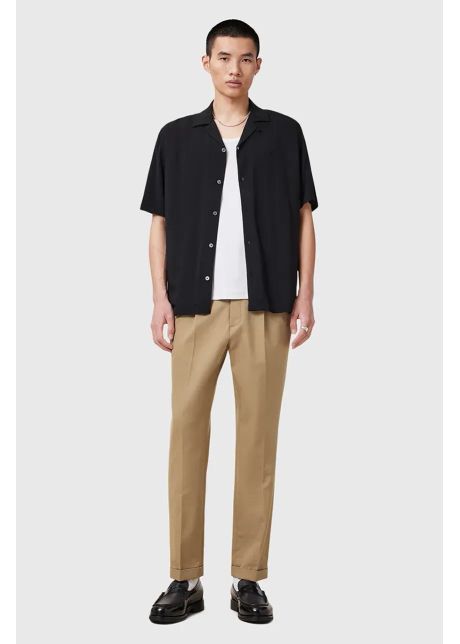 Allsaints pantaloni din lana tallis barbati culoarea bej cu fason cargo m032tb