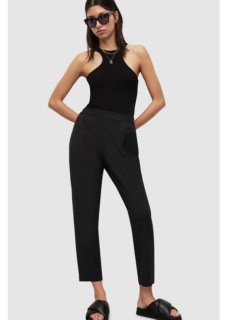 Allsaints pantaloni femei culoarea negru mulata high waist