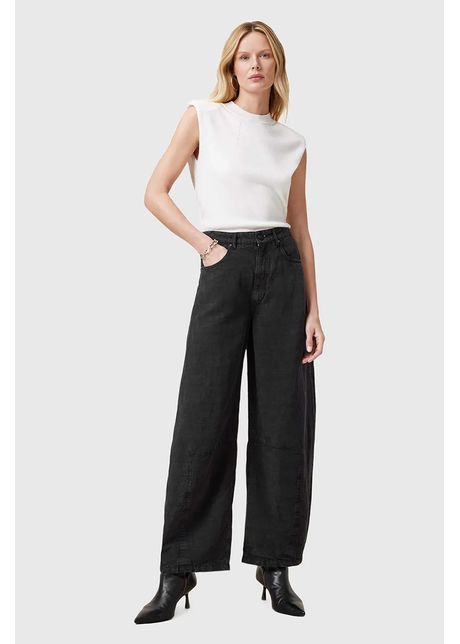 AllSaints pantaloni JETT culoarea negru, lat, high waist, W077TC