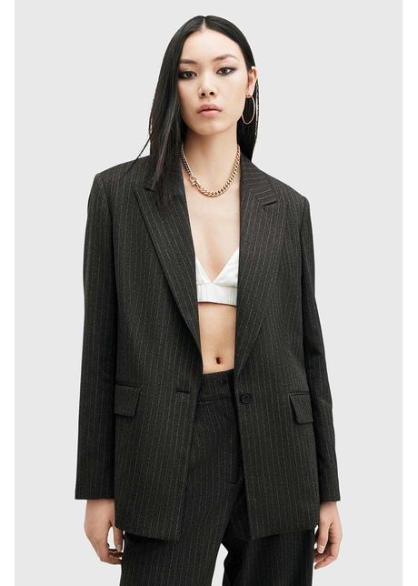 Allsaints sacou averie pin culoarea gri oversize modelator w008qb