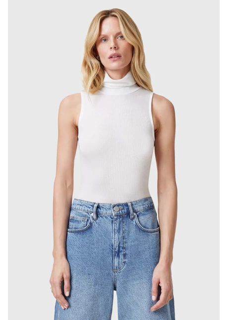 Allsaints top bec roll femei culoarea alb cu guler w004jc
