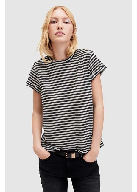 Allsaints tricou anna stripe tee culoarea alb wm228z