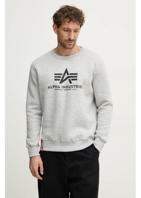 Alpha industries bluz bluz basic sweater b rba i culoarea gri cu imprimeu 178302 17 grey