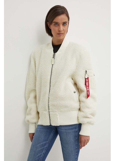 Alpha industries geac bomber ma 1 teddy femei culoarea bej de tranzi ie oversize 108102 16 cream
