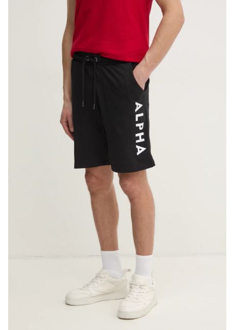 Alpha industries pantaloni scur i din bumbac alpha industries alpha jersey short 116366 03 culoarea negru 116366 03 black