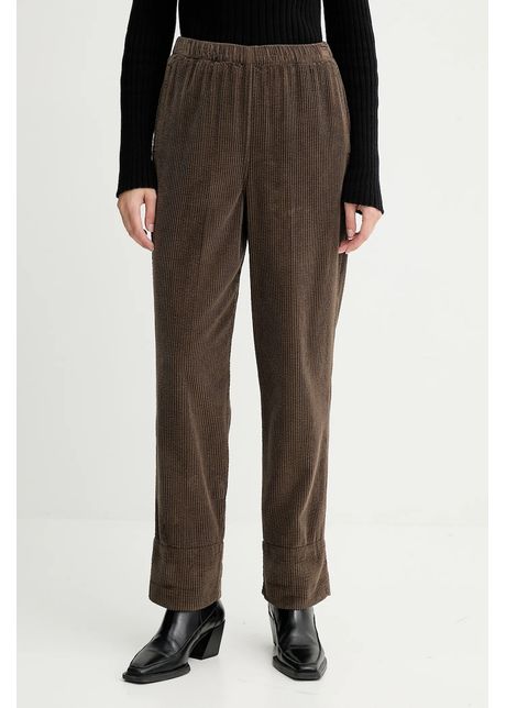 American Vintage pantaloni de catifea cord culoarea gri, drept, high waist, PADO137