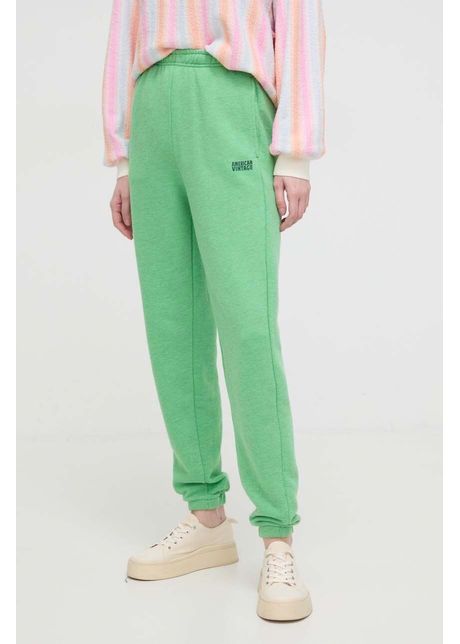 American vintage pantaloni de trening culoarea verde melanj