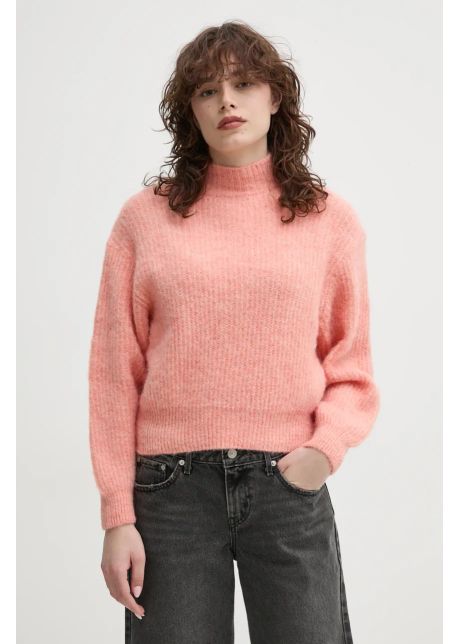 American vintage pulover din amestec de lana femei culoarea portocaliu c lduros cu turtleneck east18qe25