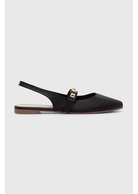 Answear lab balerini de piele culoarea negru cu toc deschis