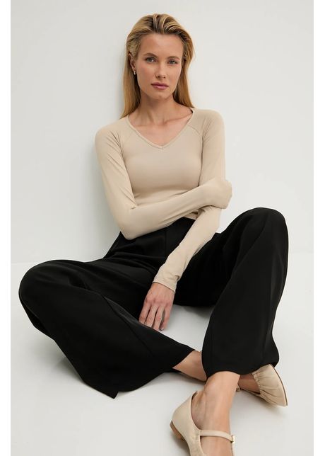 Answear Lab bluza culoarea bej, neted