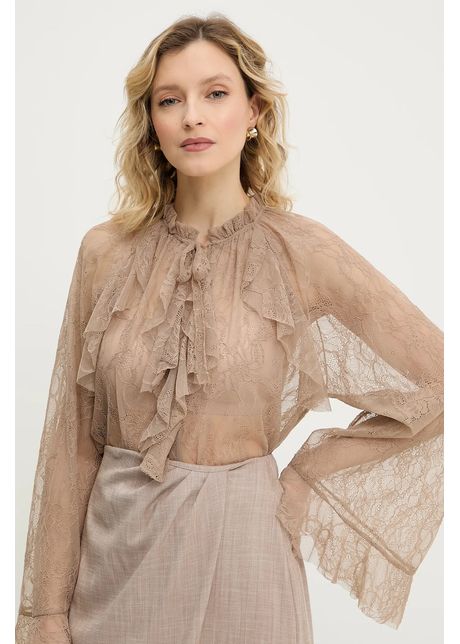 Answear Lab bluza culoarea maro, neted
