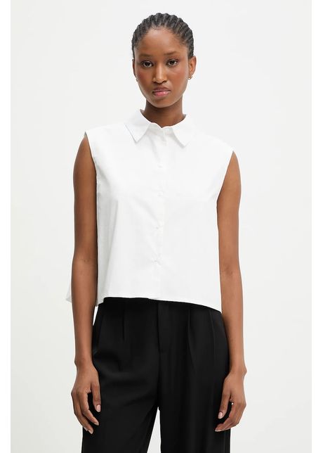 Answear.LAB bluza din bumbac culoarea alb, neted