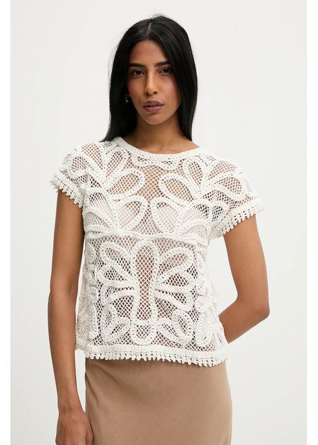 Answear lab bluza din bumbac culoarea bej neted