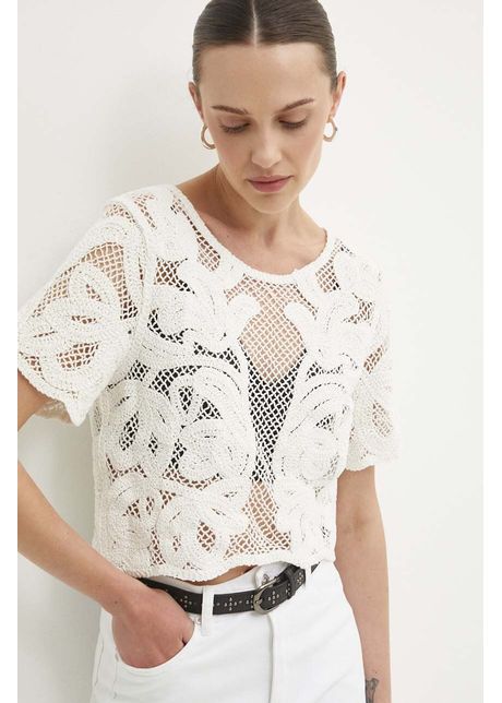 Answear lab bluza din bumbac femei culoarea alb neted