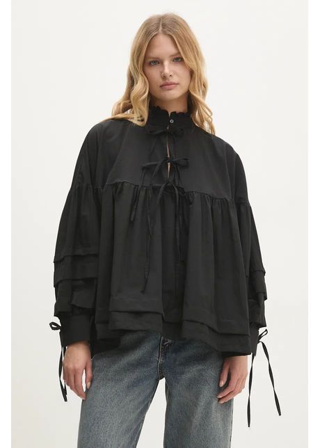 Answear lab bluza din bumbac femei culoarea negru neted