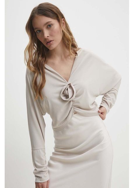 Answear Lab bluza femei, culoarea bej, neted