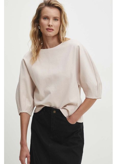 Answear lab bluza femei culoarea bej neted