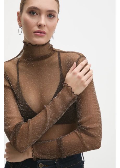 Answear lab bluza femei culoarea maro melanj