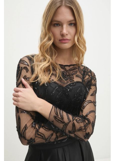 Answear lab bluza femei culoarea negru cu imprimeu