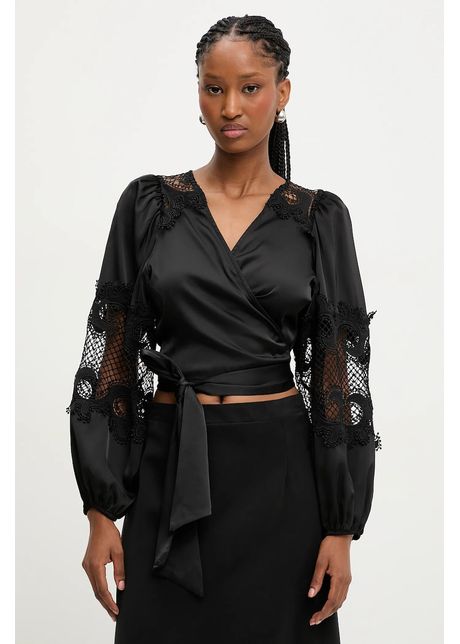 Answear lab bluza femei culoarea negru cu imprimeu