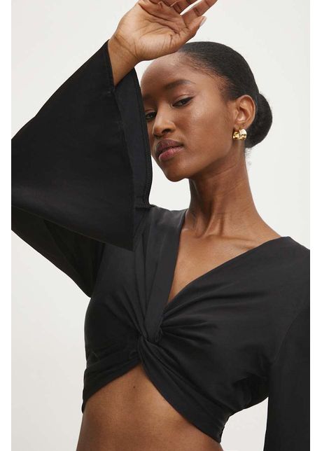 Answear lab bluza femei culoarea negru neted