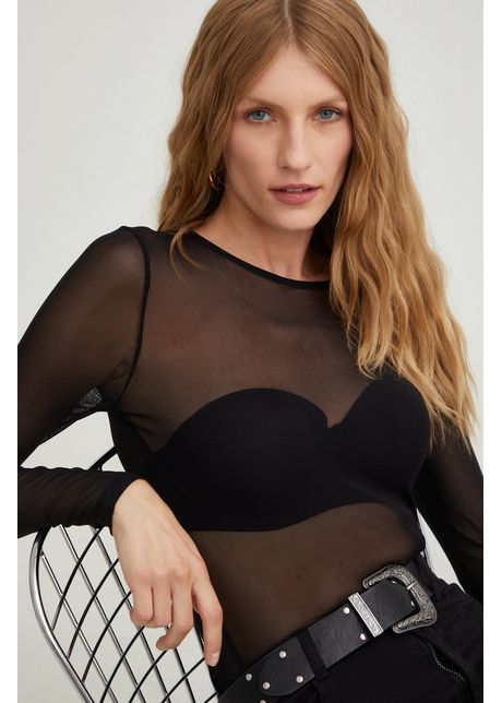 Answear lab bluza femei culoarea negru neted
