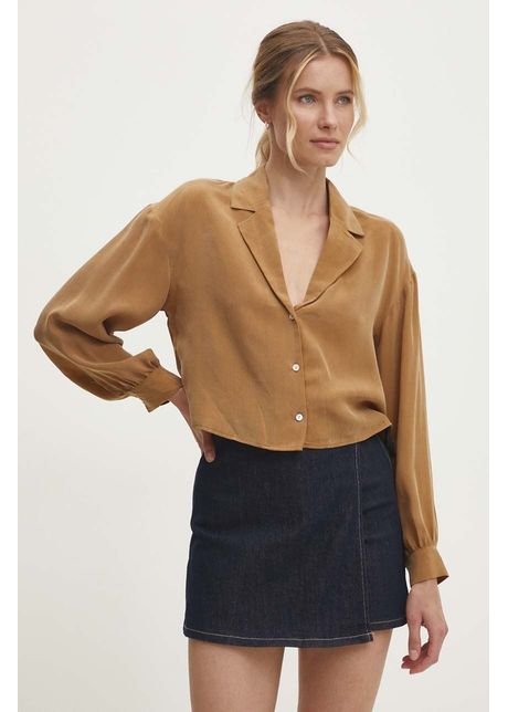 Answear lab camasa femei culoarea maro cu guler clasic relaxed