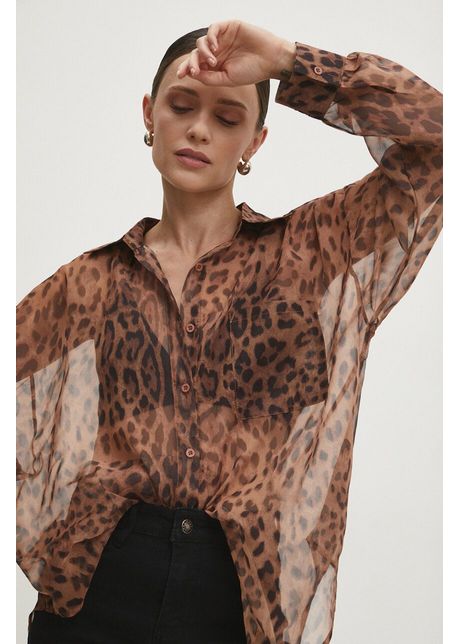 Answear lab camasa femei culoarea maro cu guler clasic relaxed