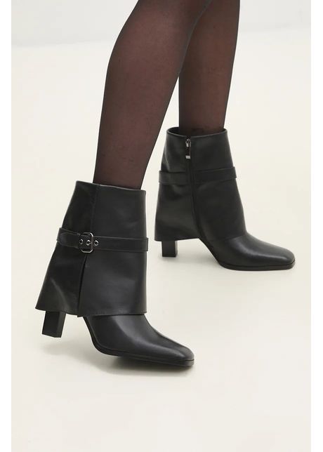 Answear lab cizme de piele femei culoarea negru cu toc drept