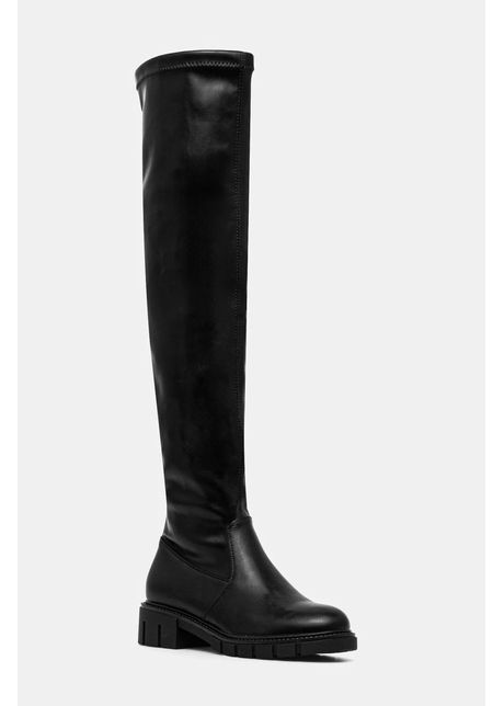 Answear lab cizme femei culoarea negru cu toc plat