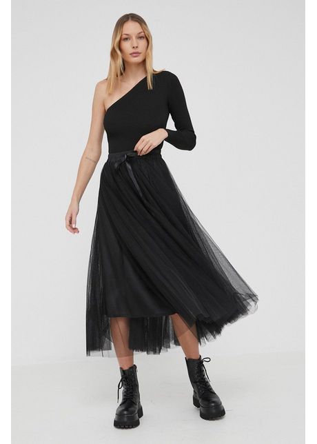 Answear lab fust culoarea negru midi evazati