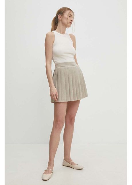 Answear lab fusta culoarea bej mini evazati