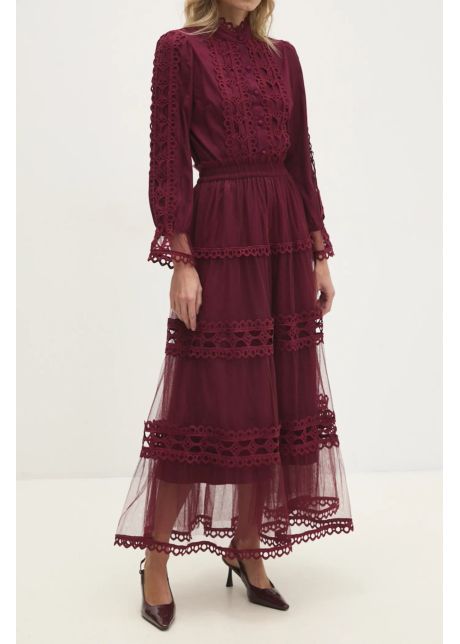 Answear lab fusta culoarea bordo maxi evazati