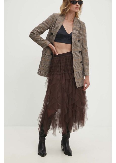 Answear lab fusta culoarea maro maxi evazati