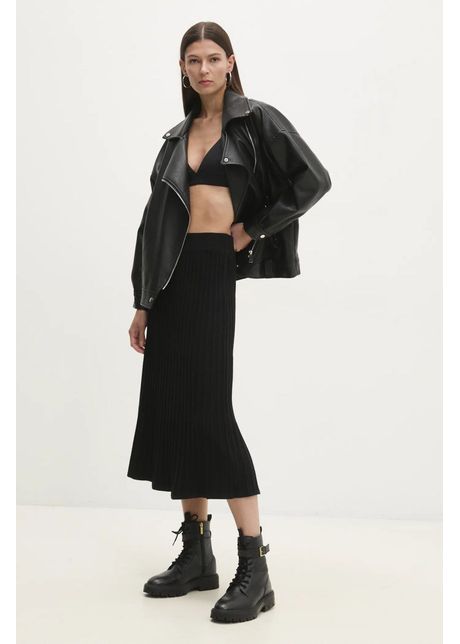 Answear lab fusta de casmir culoarea negru midi drept