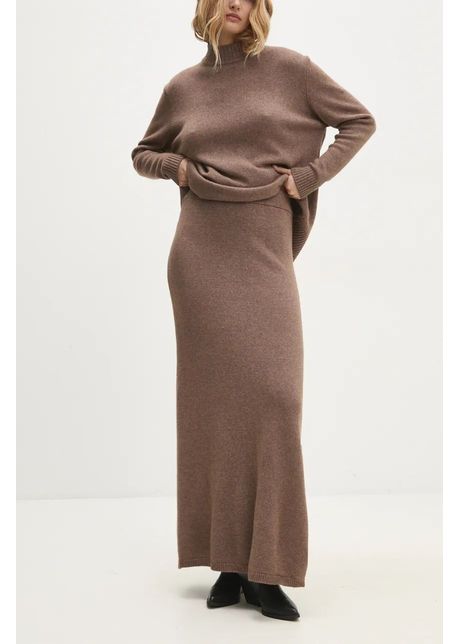 Answear lab fusta de lana culoarea maro maxi drept