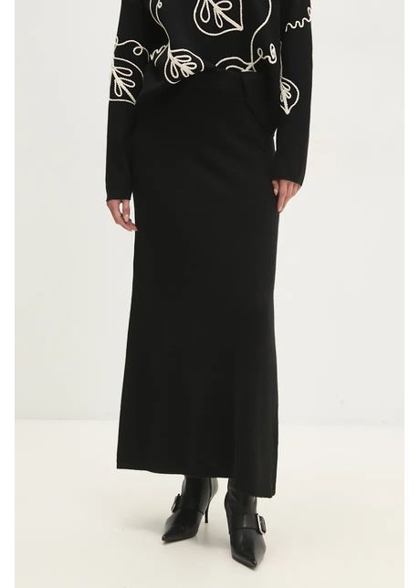 Answear lab fusta de lana culoarea negru maxi drept