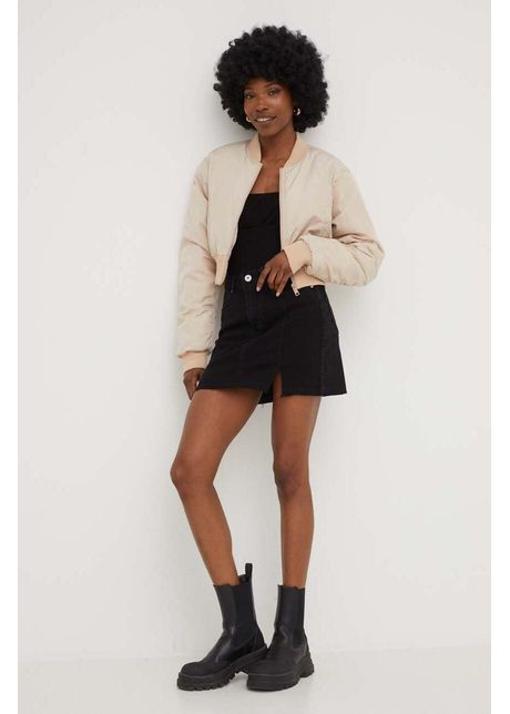 Answear lab geaca bomber femei culoarea bej de tranzitie oversize