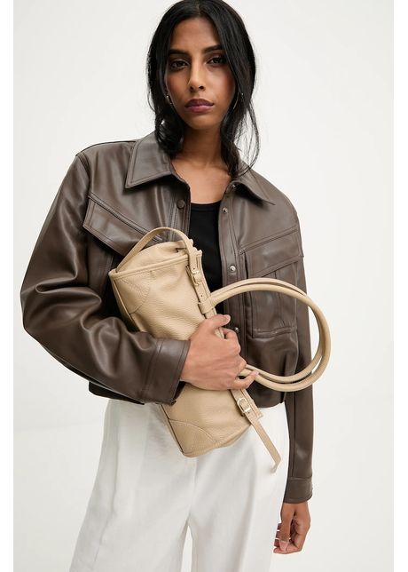 Answear.LAB geaca culoarea maro, de tranzitie, oversize