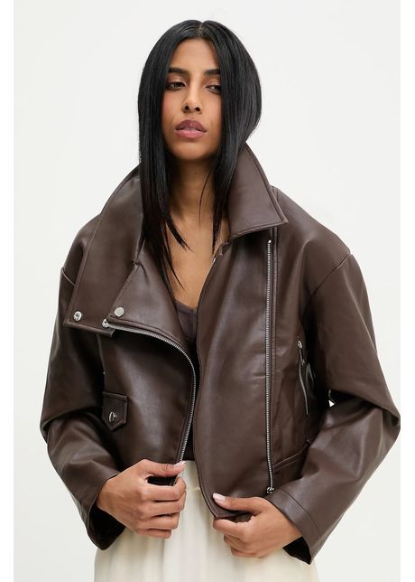 Answear lab geaca ramones culoarea maro de tranzitie oversize