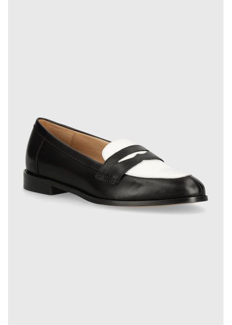 Answear lab mocasini de piele femei culoarea alb cu toc plat