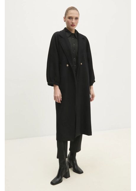 Answear lab palton de lana culoarea negru de tranzitie oversize